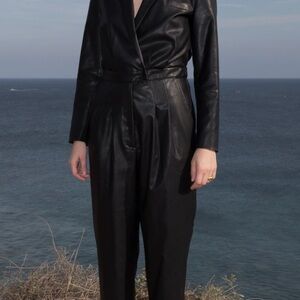 Black vegan leather Heidi Merrick Jumpsuit